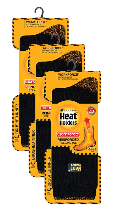 Heat Holders 3-pack zwarte winterwerksokken voor heren - Zwart