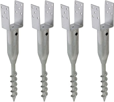 4x U-profiel grondbus om in te schroeven 9x9 cm 68,5 cm lengte thermisch verzinkt voor vierkanthout 90 mm