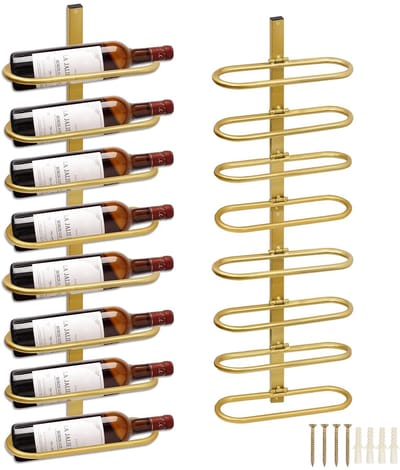 Dailygoods- Wijnrek Wandmontage - Wijnfleshouder voor 8 Flessen - Hangend Wijnrek - Hoogwaardig Koolstofstaal - Stijlvol Design - Industriële Esthetiek - Wijnhouder