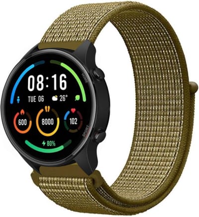 Strap-it Smartwatch bandje nylon - geschikt voor Xiaomi Watch S1 (Active/Pro) / Watch 2 Pro / Watch S3 / Mi Watch / Amazfit Balance / Bip 5 - olijf