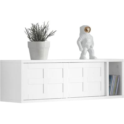 SoBuy FHK18-W Wandkapstok - Witte Wandgarderobe met Schuifdeuren & Plank