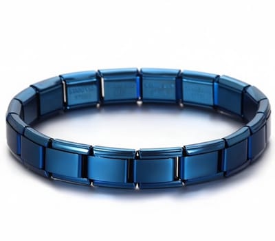 Blauw metalen heren armband – schakelontwerp