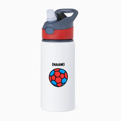 Hacebo® - Handbal met eigen naam waterfles met rietje rood - Handbal - Handballer - Sport - water fles - 650ML