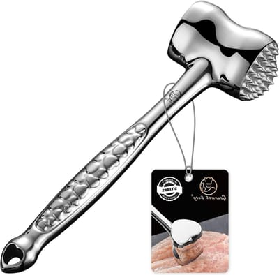 Mrs. Jones Vleeshamer Roestvrij Staal Premium - Kippenkalfskoteletten Keuken Gereedschap - Non-SLIP Grip - 5 Jaar Garantie .