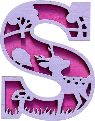 Houten letter S - voor op de deur of muur van je kinderkamer - jouw eigen naam van hout - letter s
