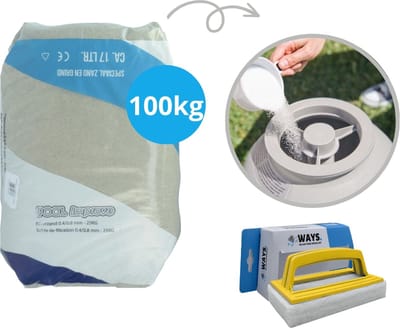 Pool Improve - Filterzand Filterpomp - 100 kilo (4 x 25 kilo) & WAYS Scrubborstel
