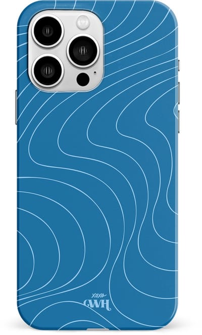 xoxo Wildhearts Catching Flights Blue - Single Layer - Hoesje geschikt voor iPhone 13 Pro case - Siliconen hoesje met golven print - Hardcover - Beschermhoes - Optimale bescherming - Blauw