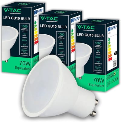 3 x GU10 LED Lampen - 10W Hoge Helderheid, 1000 Lumen, Warm Wit 3000K, Energiebesparend