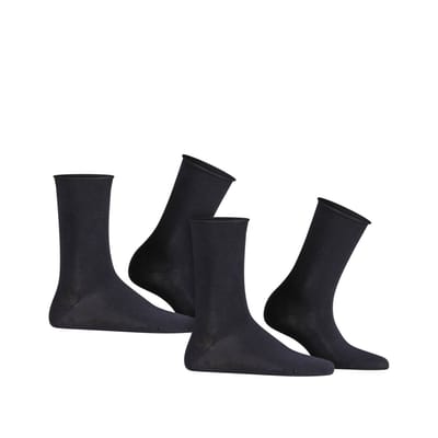 FALKE Happy 2-Pack eenkleurig katoen multipack sokken dames blauw - maat 39-42