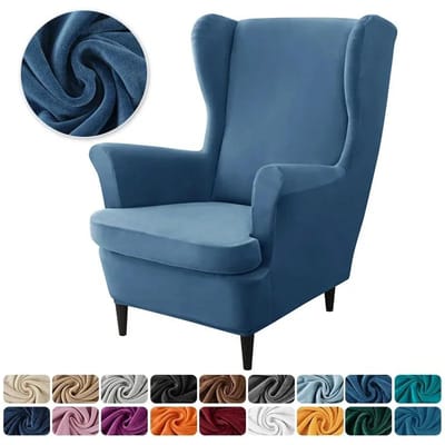 1 pièce Housse de Fauteuil à Oreilles Extensible Housse de Fauteuil à Oreilles en Velours Élastique Anti-salissure Housse de Canapé Simple Relax avec Housse de Coussin d'Assise