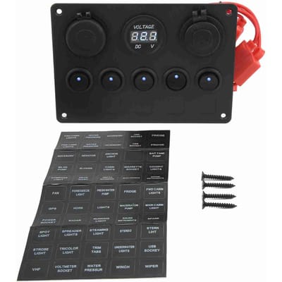 12 24V Schakelaar Paneel Rond 5 Posities Schakelaar Dubbele USB Autolader Oververhitting Bescherming Gebruik Boot Schakelaar Paneel black