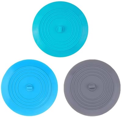 Badstop - 3 Stuks - Gootsteen Stop - TPR - Afvoerstop - Afvoerplug - Afvoerpluggen - Afvoerstop Voor Bad - Wastafel Badplug - Gootsteenstop - Universeel - Geschikt voor wastafels, badkamers, keukens en badkuipen - Ø15cm - Blauw + Groen + Grijs