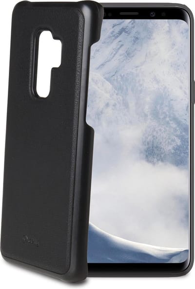 Celly GhostCover Siliconen hoesje - Geschikt voor Samsung Galaxy S9+ Plus - TPU Back Cover - Kunstleer - Zwart