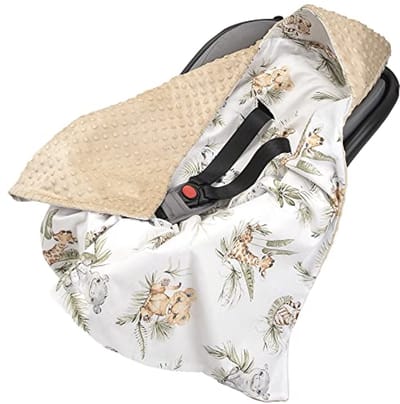 Dubbelzijdige Babydeken 100% Katoen met Capuchon - Ideaal voor Kinderwagen en Autostoel 85x85cm