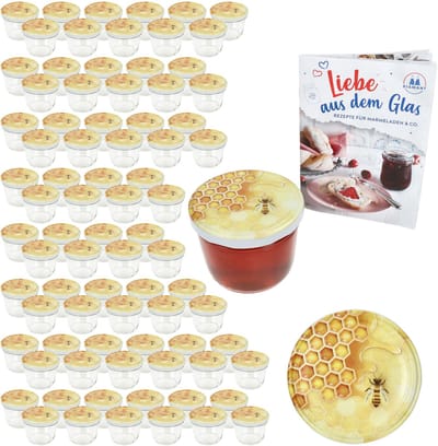Set van 100 bekers 230 ml Naar 82 honingdeksels incl. receptenboekje