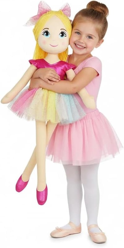 Ballerina Prinses Pop - Zacht Pluche Speelgoed - Fantasie Spel - Levensgrote Schaal - 80 cm Hoog - Roze Outfit