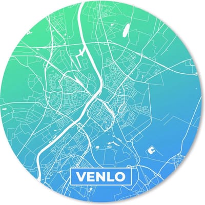 Muismat rond 20x20 cm - Mousepad Stadskaart - Venlo - Blauw - Groen - Ronde muismatten