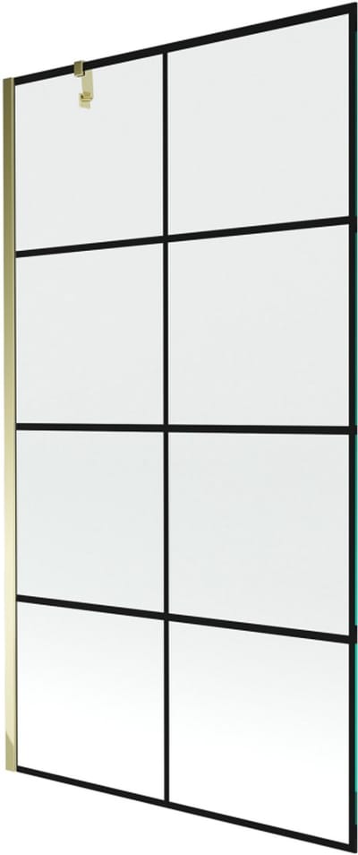 Mexen Next 1-delige douchescherm 100 x 150 , zwart raster, goud - 895-100-000-00-77-50