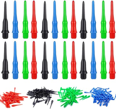 Pack van 144 Plastic Dart Tips met 2BA Draad - Duurzame Soft Tip Dartpunten met Rubber O-Ringen voor Precisie en Spelplezier