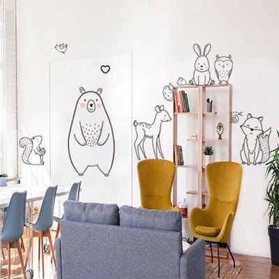 Muursticker | Dieren | Zwart/Wit | Wanddecoratie | Muurdecoratie | Slaapkamer | Kinderkamer | Babykamer | Jongen | Meisje | Decoratie Sticker