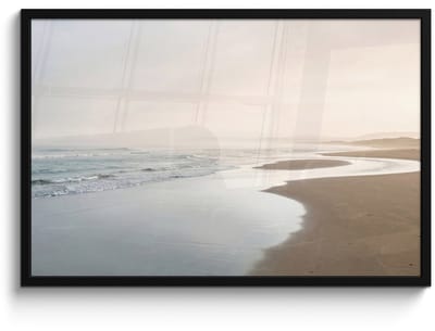Poster in lijst - Fotolijst 90x60 cm - Posters - Kustlijn - Strand - Oceaan - Posterlijst zwart - Decoratie - Wanddecoratie woonkamer - Muurdecoratie slaapkamer