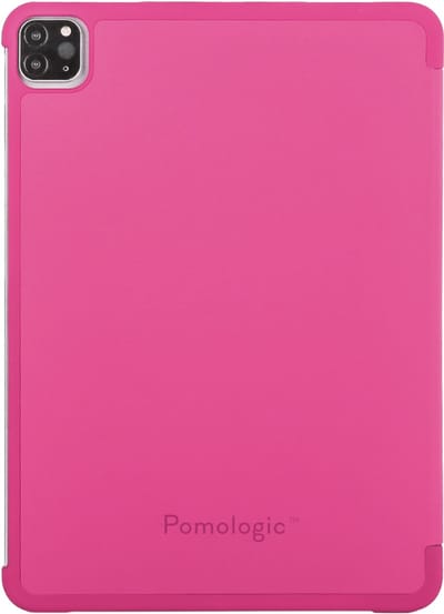 Pomologic BookCase iPad Pro 11 (M4-M5) – Wake-on-open en Sleep-on-close Functie – Verhoogde Stabiliteit met Twee Standposities – Robuuste Bescherming voor Scherm en Zijkanten - Roze