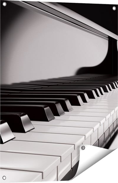 Gards Tuinposter Pianotoetsen - Noten - Piano - 60x80 cm - Tuindoek - Tuindecoratie - Wanddecoratie buiten - Tuinschilderij