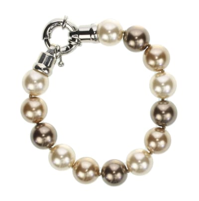 Behave - Parelarmband neutrale tinten met grote sluiting - Tijdloos chic