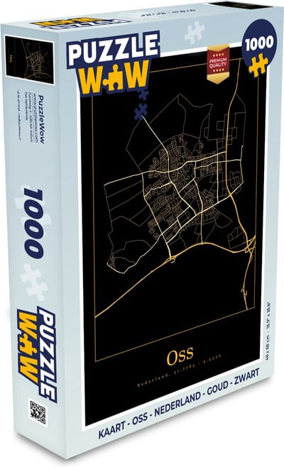Puzzel Kaart - Oss - Nederland - Goud - Zwart - Legpuzzel - Puzzel 1000 stukjes volwassenen