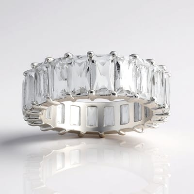 Cavill - Zilveren ring met witte topaas 8,1 ct - 925 sterling zilver, baguette geslepen - Elegante, handgemaakte damesring met certificaat