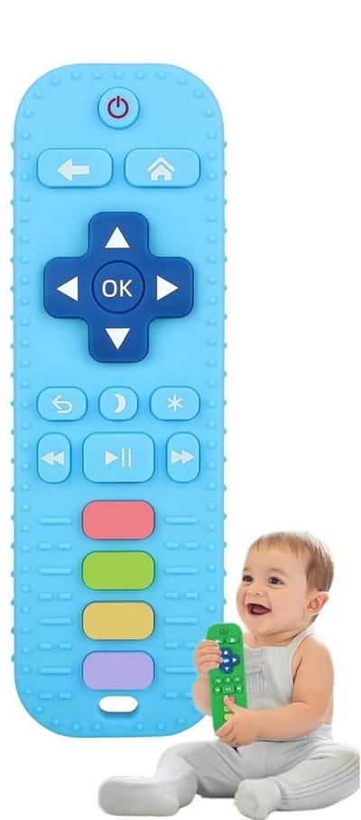 BOTC Baby Afstandsbediening - Babybijtring - Kauwspeeltje voor baby's van 3-24 maanden - TV-Afstandsbediening - 1 stuk - Blauw