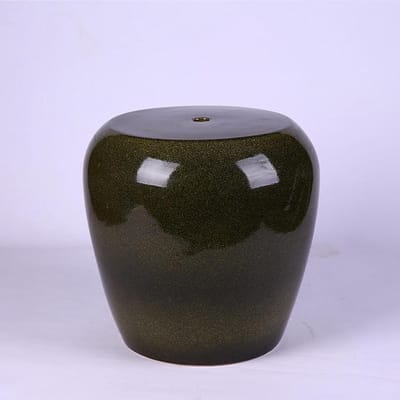 Keramische Tuinstoel - Bijzettafel Drumkruk - Zithoogte Vergroten - Chinoiserie Design - 28x37x48 cm - Inkt