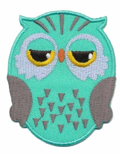 Strijkembleem - Patch - Uil Mint groen - 5,5 x 7 cm