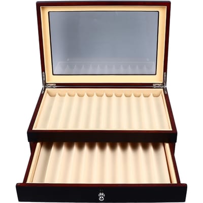 Boîte d'exposition pour stylos 23 emplacements double couche dessus transparent boîte d'exposition pour collection de stylos pour anniversaires gray