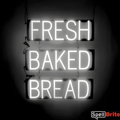 FRESH BAKED BREAD - Lichtreclame Neon LED bord verlicht | SpellBrite | 52 x 60 cm | 6 Dimstanden - 8 Lichtanimaties | Reclamebord neon verlichting