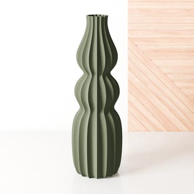 Fleuriek - Grote vaas Groen - H50 cm - Smalle vloervaas of decoratieve bloemen vaas, gekleurde design vaas van kunststof - Vensterbankvaas