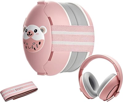 2-in-1 Gehoorbescherming voor Baby's - Verstelbare Hoofdtelefoon met Ruisonderdrukking - Beschermend Oorstel voor Slaap en Reizen - 0 tot 48 Maanden - Roze