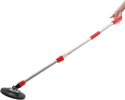 Dweilstok Steel - Vervangende Handgreep - Efficiënt Schoonmaken - 360 Graden Draaibaar - 475 Gram - Rood