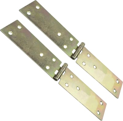 Set van 2 Universele Rechthoekige Scharnieren 205x35mm met 10 Gaten - Geel Verzinkt Staal