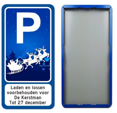 Parkeerbord Kerstman - 30x60 cm - Bevestiging: Zonder bevestiging (alleen het bord)