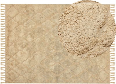 SANLIURFA - Laagpolig vloerkleed - Zandbeige - 160 x 230 cm - Katoen
