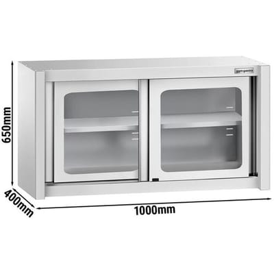 GGM Gastro Edelstahl Wandhängeschrank - 1000x400mm - mit Glasschiebetür - 650mm hoch