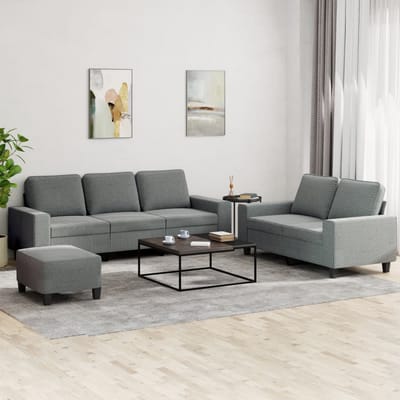 vidaXL - 3-delige - Loungeset - stof - donkergrijs