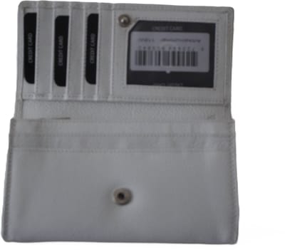 OI witte leren dames portemonnee met klep / platte huishoudbeurs / lange envelopportemonnee afsluitbaar / RFID protected / wit leer / 118W