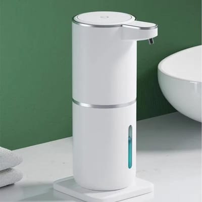 Automatische zeepdispenser met sensor contactloze schuimzeep USB-opladen desktop wandmontage dubbel gebruik mobiele telefoonreiniger wit