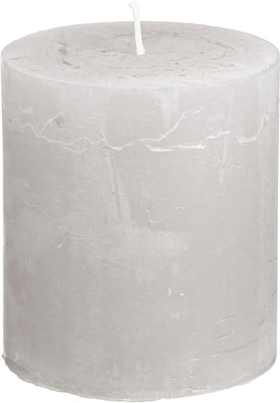 Effen kaarsen, lichtgrijs, pilaarkaarsen 70×80mm, 4 stuks, rustieke de