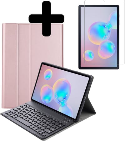 Hoesje - Geschikt voor Samsung Galaxy Tab S6 Lite - Met Screenprotector - Toetsenbord Case - Keyboard Book Cover - Hoes - Rosé goud