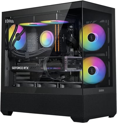 Mid-Tower ATX PC Behuizing met Dubbel Gehard Glas, 6x ARGB Ventilator & USB-C