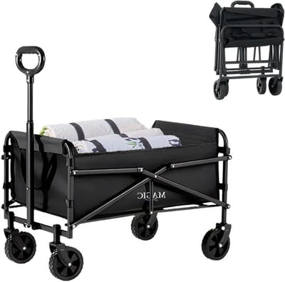 Vouwbare Transportkar - Strandwagen Handkar - Spullen Vervoeren Buiten - All-Terrain Zwenkwielen - 150 kg Laadvermogen - Grijs