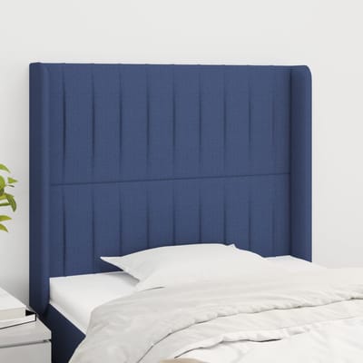 vidaXL - Hoofdbord - met - randen - 83x16x118/128 - cm - stof - blauw